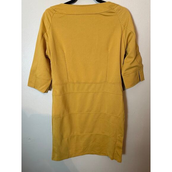 Yellow Shift Dress Classy Business Casual Medium Knee Length Women Retro - Picture 3 of 3